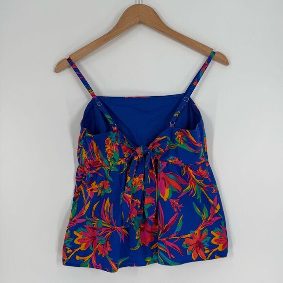 J. Crew Floral Tie Back Strappy Top in Brilliant Blue Fuchsia | Size 6 - Picture 10 of 10